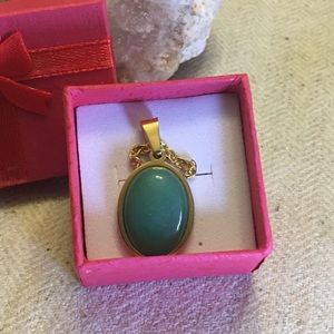 Green Aventurine Crystal Cabochon Pendant Necklace